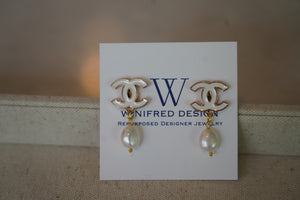 Winifred Design Authentic Repurposed Designer CC Earrings No. 50