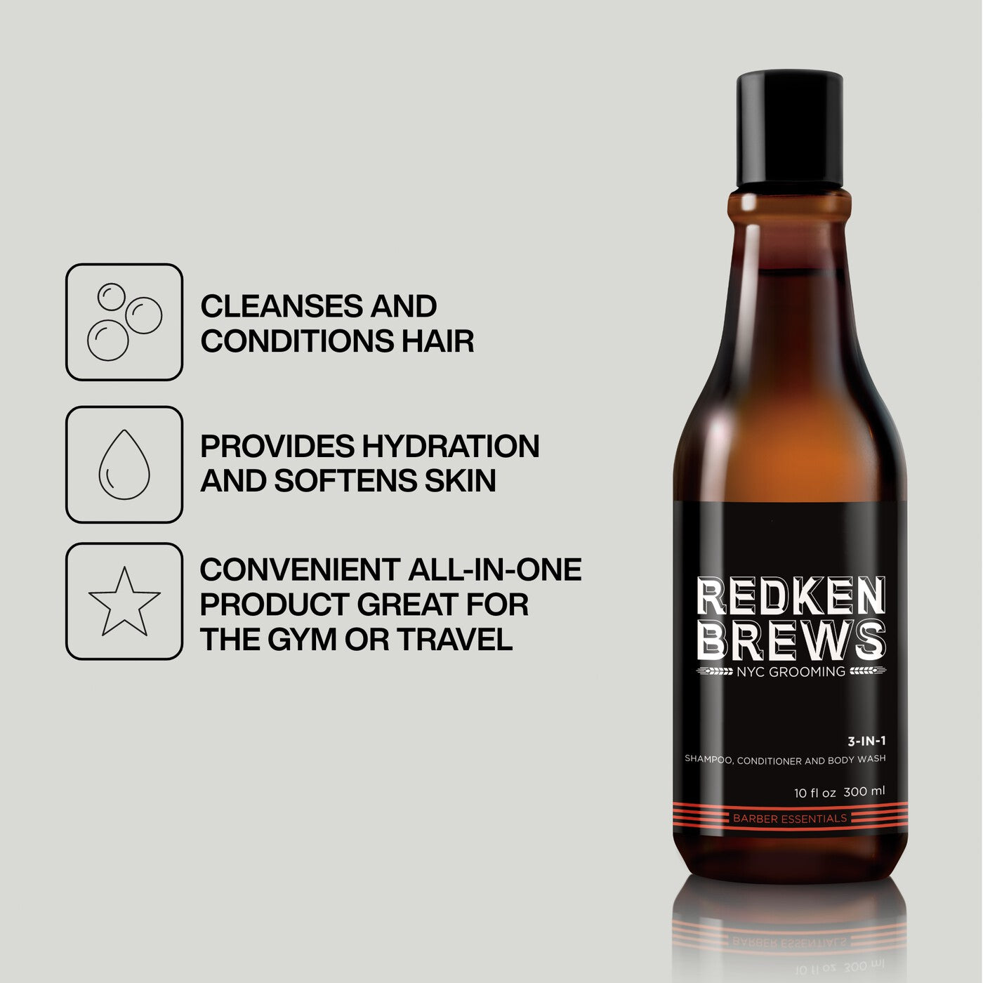 Redken Brews 3-In-1 Shampoo, Conditioner, Body Wash